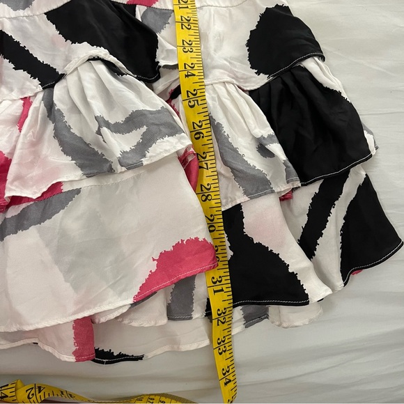 Club Monaco White Pink Black Viscose Party Dress Size 0 - Small - Picture 7 of 10